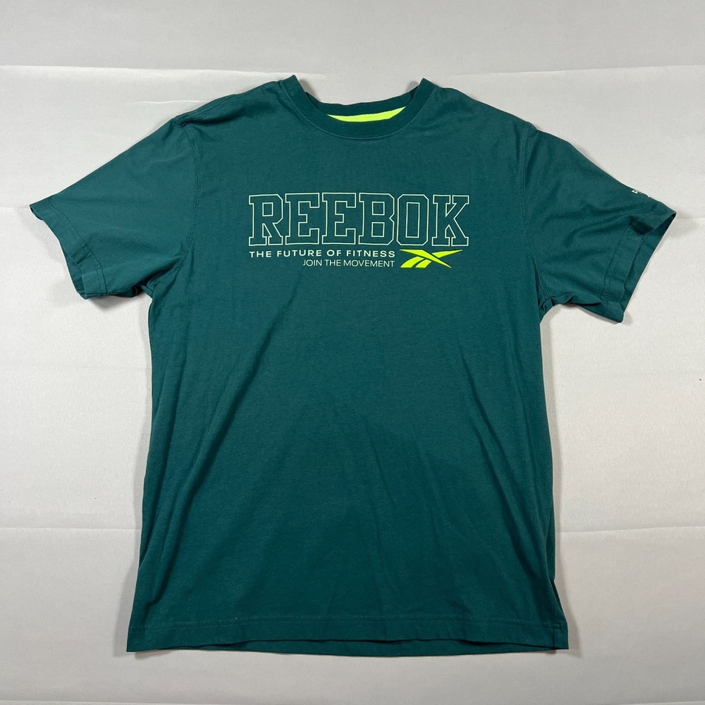 Reebok Training T Shirt Men Medium Green The Future Of Fitness Graphic Crew Neck